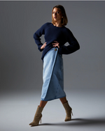 Load image into Gallery viewer, Fate+Becker Flight Denim Wrap Skirt
