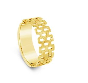 Stones & Silver Stirling  Silver Gold Mesh Ring 0.8mm