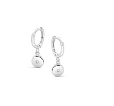 Stones & Silver Stirling Silver Round CZ Huggie 12mm