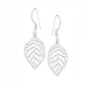 Stones & Silver Leaf Earrings 4cm Drop