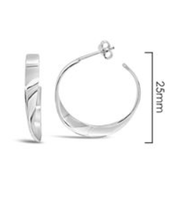 Stones & Silver Flat Tube Twist Hoop Earrings
