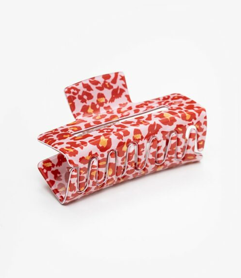 Antler Red & Pink Leopard Claw Clip