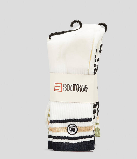 S-DOUBLE Stripe S-Dot Sock 3pk