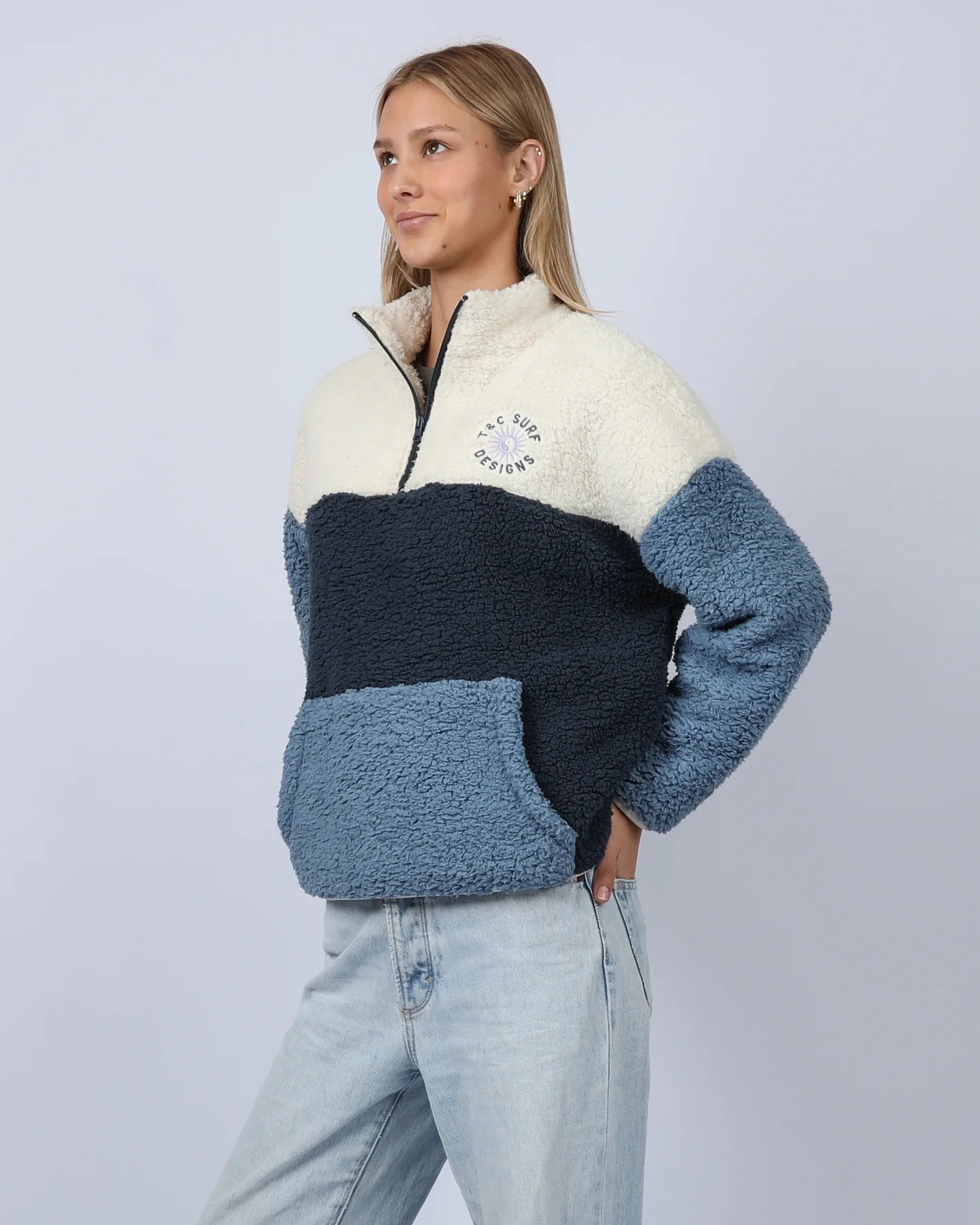 T & C Surf Blockout 1/4 Zip Sherpa