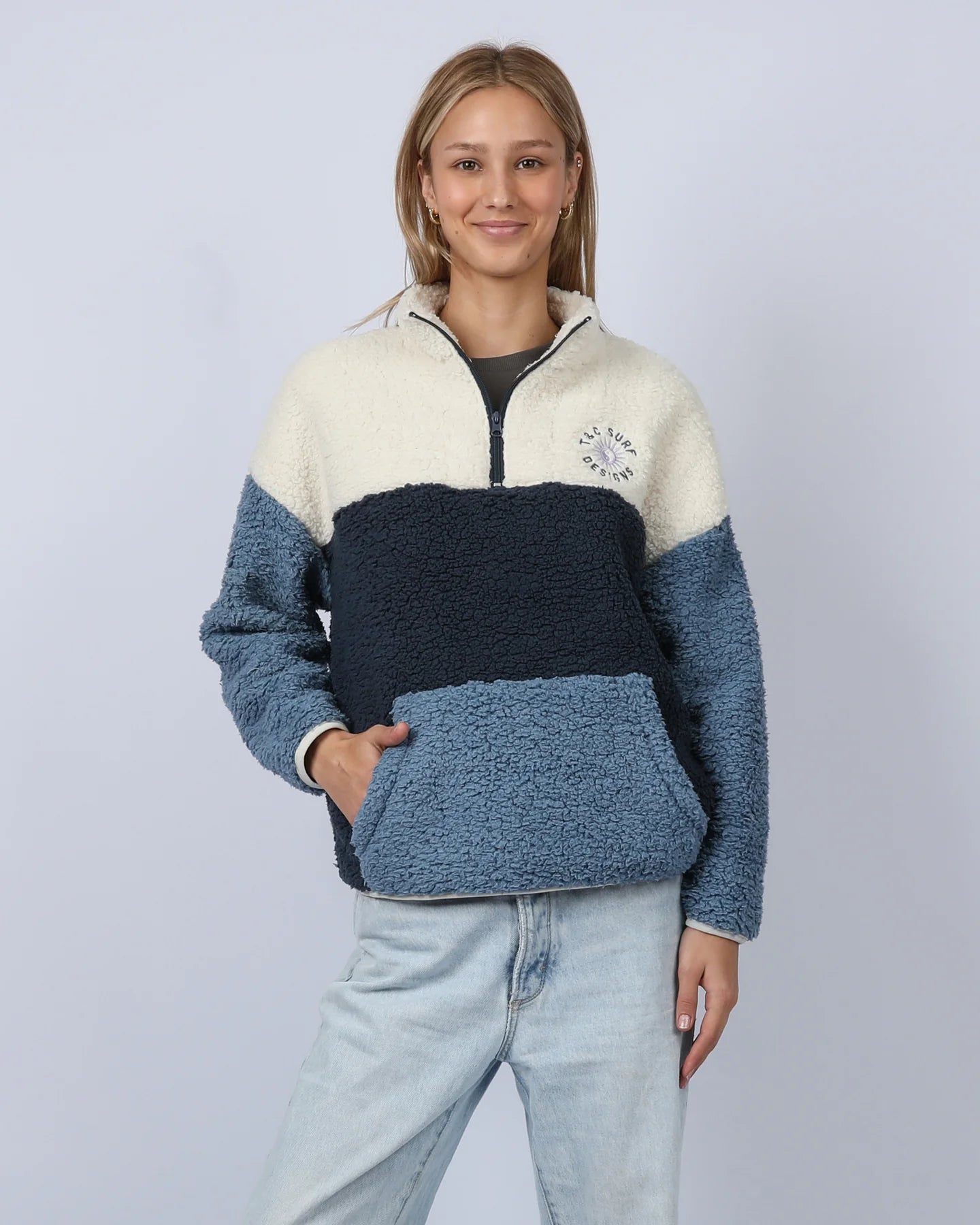 T & C Surf Blockout 1/4 Zip Sherpa