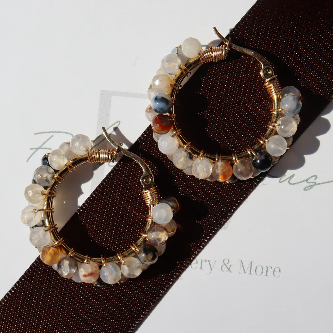 Fabuleux Steel Me Stone Hoop Earrings