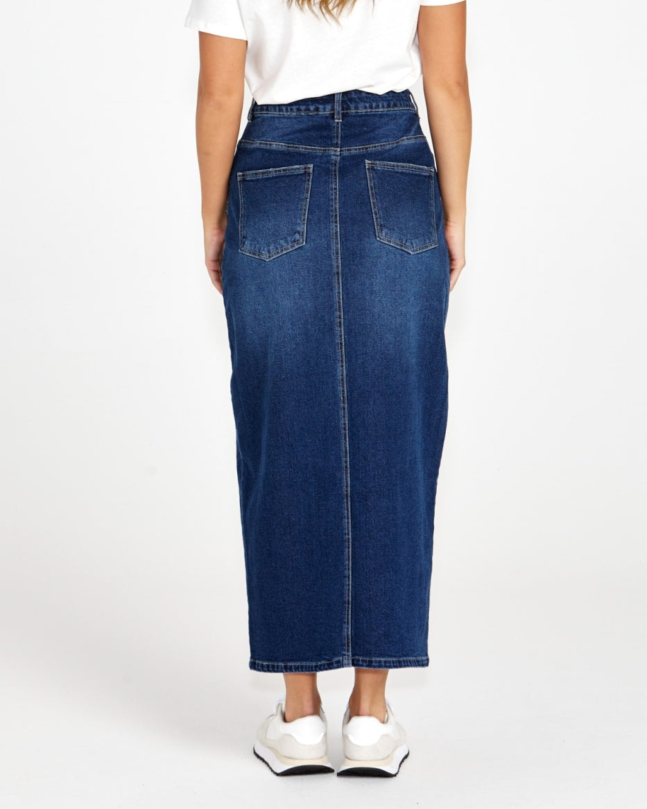 SASS Emerald Denim Maxi Skirt