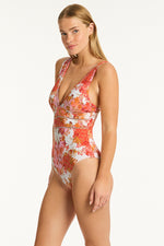 Load image into Gallery viewer, Sea Level Swim Daisyfield Spliced One Piece
