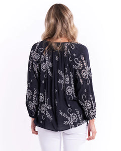 Betty Basics Bohemian Embroidered Cut out Blouse