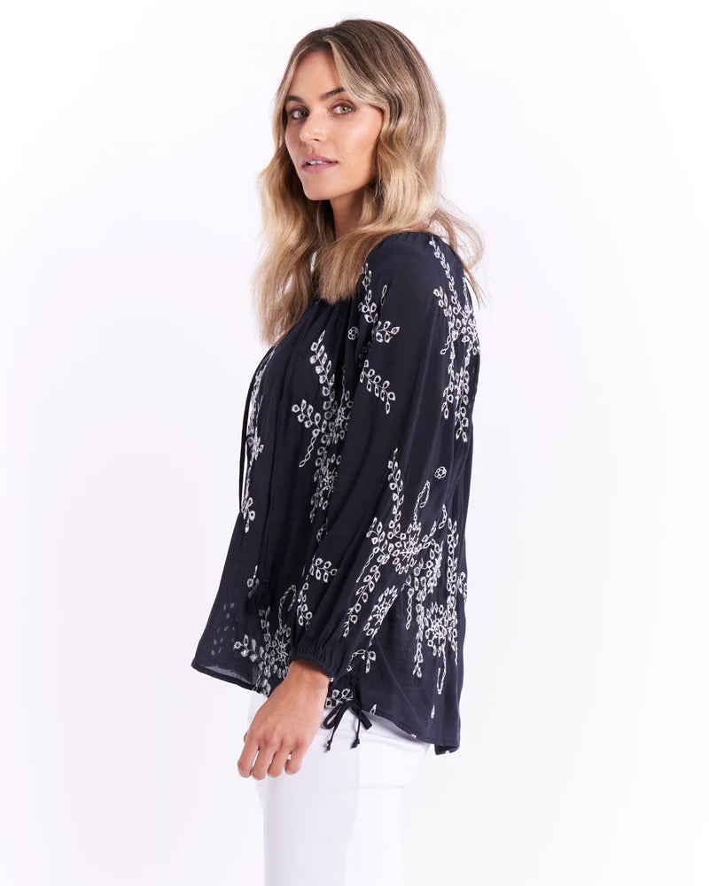 Betty Basics Bohemian Embroidered Cut out Blouse